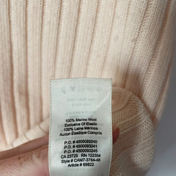 Aritzia Wilfred Free 100% Merino Wool Ribbed Knit V Neck Sweater Cream Sz Small - Picture 6 of 6